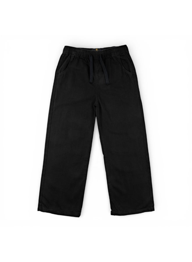 MARWAN Baby Denim Baggy Long Pants with Elastic Waistband and Drawstring - Image 1
